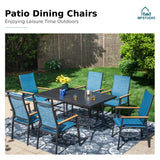 MFSTUDIO Stackable Patio Dining Chairs Set of 6, Aluminum & Textilene, Blue