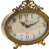 Creative Co-Op Decorative Antiqued Pewter Mantel Clock, Gold