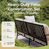 MIXPATIO 4-Piece Metal Patio Conversation Set, Fire Pit Table, 50,000 BTU