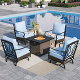 Sophia & William Metal Patio Furniture Set with Fire Pit Table, 5 Pieces