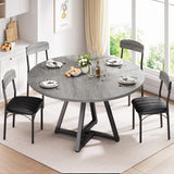 Round Kitchen Dining Room Table for 2-4, Circle Dining Dinner Table with Pedestal Metal Frame