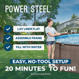 Bestway Power Steel 14’ x 42” Above Ground Pool, Round Metal Frame Outdoor Swimming Pool Set with Filter Pump, Ladder, and Cover, Brown