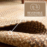 Super Area Rugs Braided Rugs Farmhouse Kitchen Rug - Ridgewood Braided Rug for Living Room - Reversible - Indoor/Outdoor - Made in USA - Taupetone/Beige, 10' X 13' Oval