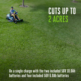 EGO POWER+ Z6 Zero Turn Riding Lawn Mower, 42" Deck, Includes (2) 56V 10.0Ah and (4) 56V 6.0Ah Batteries and 800W Charger - ZT4215S