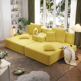 RENDGO 97 Inch Double Chaise Lounge Chair Indoor, Yellow