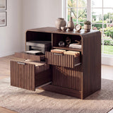 Seang 31" Fluted 3 Drawer Lateral File Cabinet,Walnut