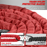 Battle Rope for Home Gym Workout - 1.5 Inch 30ft Heavy Weighted Training Exercise Ropes Fitness Equipment with Sleeve and Anchor Strap Kit for Outdoor Working Out - Red