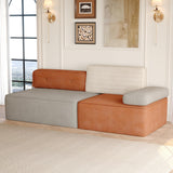 79.9" Modular Sectional Sofa, 3 Seat Couch with Deep Seat Beige/Brown