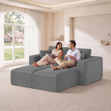 Modular Sectional Sofa Bed with Ottoman, 79" Boneless Cloud Couch, Gray