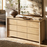 ModernMate 9 Drawer Dresser for Bedroom, 63" Wide Wooden Dresser with 3.1" Solid Rounded Legs, Heavy Duty Modern Wood Chest of Drawers, Large Storage Organizer for Living Room, Hallway, Natural Oak