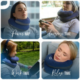 BCOZZY Travel Neck Pillow for Airplane– Patented Double Support for Head, Neck, and Chin. Best for Long Flights, Plane Sleeping, and Car Rides. Adjustable Size. Washable. Carry Bag. Large, Purple
