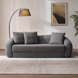 SICOTAS 90.6" Curved Convertible Sofa Couch Bed for Living Room Futon Cloud Boneless Sleeper Sofa Pull Out Floor Couch with Deep Seat 3 Seater Foam Bed No Assembly for Bedroom Apartment, Dark Grey
