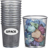 Hushee 12 Pcs Metal Mesh Trash Can Wire Waste Paper Basket Trash Bin Garbage Can for Dorm Room, Office Under Desk, School, Kitchen, Bedroom, Den, Toilet(Silver,12 Pcs)
