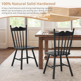 LUE BONA Black Dining Chairs Set of 6, Windsor Wooden Dining Chair with Thickened Backrest, Morden and Mid Century Kitchen Chairs for Dining Room Farmhouse, Weight Capacity 350 lbs