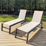 PURPLE LEAF Chaise Lounge Outdoor Set of 2 with Wheels, Aluminum, Beige