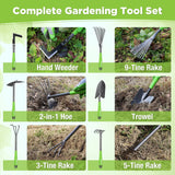 6-Piece Garden Tool Set, Heavy Duty Gardening Hand Tools with Soft Rubber Handle, Including Trowel, Rakes