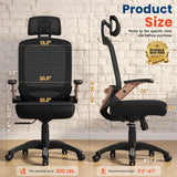GABRYLLY Ergonomic Office Chair, High Back Home Desk Chair with Flip-Up Arms, 3D Headrest, 90-120° Tilt and Wide Cushion Seat, Big and Tall Computer Chairs for Man Woman, Mesh Chair Black Woodgrain