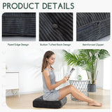 Tufted Corduroy Recliner Seat Cushion for Elderly, High Density Foam Large Square Seat Cushion for Recliner Chair
