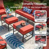 MIXPATIO 6-Piece Patio Conversation Set, Rocking Chairs, Coffee Table, Red