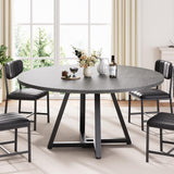 Round Kitchen Dining Room Table for 2-4, Circle Dining Dinner Table with Pedestal Metal Frame