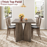 Rectangular Dining Table for 6-8, Wooden Thickened Long Desk, Farmhouse Kichen Table with Sturdy Frame and M-Shaped Legs