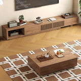 gaoyangjiaju Mid-Century Modern Expandable Coffee Table & TV Stand Set, Walnut Finish – Elegant Storage Combo for Living Room, Bedroom, or Lounge (78.54“ to 103" TV Stand+Coffee Table)