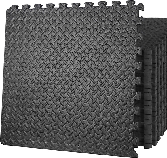 ZENY Puzzle Exercise Mat Gym Flooring Mat Interlocking Foam Mat 24 Tiles 3/4'' Extra Thick Floor Mats Exercise Equipment Mat Baby Play Mat 96 SQ. FT, Black ZENY