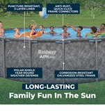 Bestway APX 365 20' x 52" Above Ground Pool, Round Metal Frame Outdoor Swimming Pool Set with Sand Filter Pump, Ladder, and Cover, Dark Marble