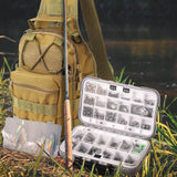 482 Pcs Fishing Gear Equipment Kit, Fishing Tackle Box with Tackle Included Backpack Lures Hooks (Khaki) Sosation