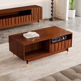 ATJafurn 47" Wood Coffee Table for Living Room Mid Century Modern Coffee Table with 2 Drawers and Open Storage Suitable for Home Apartment （47"- D）