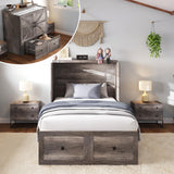 LUXOAK Twin Murphy Cabinet Bed with with Storage & Charging Station