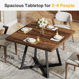 Tribesigns Square Dining Table Set of 4, 31.5" Industrial Dinner Table with Metal Base, Kitchen Table for Dining Room, Small Space, Apartment, Rustic Brown & Black (Chairs are not Included)