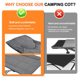 Ouwxim Camping cots for Adults,Cots for Sleeping,Cushion and Pillow, Camping Tent cot,High Weight Capacity, Compact Storage,with Carry Bag,Ideal for Outdoor Camping, Office use,Napping, Beach Trips