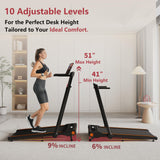 Walking Pad Treadmill with Incline, 4.0HP 3 in 1 Under Desk Treadmill with Removable Desk, 330lbs Capacity Foldable Treadmills for Home/Office, Wristband Remote Control