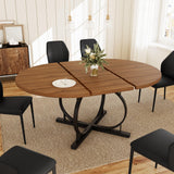 Extendable Round Dining Table Set for 6 People, 43.3"-59" Extendable Kitchen Table with 6 Upholstered Chairs