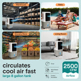 SereneLife Portable Swamp Cooler Air Conditioner - 2500 CFM Airflow, 8 Gallon Water Tank Portable Evaporative Air Cooler for Room & Outdoors, WiFi, Humidifier & Fan Modes, Ice Packs & Remote Included
