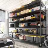 REIBII 82.6" H*60''W*17.7" D Steel Heavy Duty Wire Shelving with Wheels, 6-Tier Adjustable Storage Shelves 3598LBS Commercial Metal Shelves for Pantry, Garage, College Dorm School Industrial Shelving