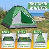 2-Person Camping Tent - Shelter with Rain Fly and Carrying Bag - Lightweight Outdoor Tent for Backpacking, Hiking, and Beach by Wakeman (Green)
