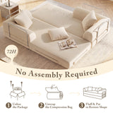 89" Cloud Boneless Convertible Sofa Bed, 5-in-1 Foldable Compressed High-Density Sponge Sofa, Corduroy Fabric 3 Seater Sleeper Couch Futon Daybed for Living Room Bedroom (Beige)