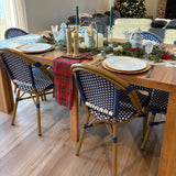 PURPLE LEAF French Bistro Armless Chairs Set of 2, Bamboo Finish, Blue