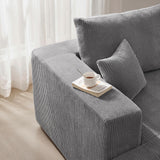 115" Modular Sectional Sofa, U Shaped Cloud Boneless Couch Grey