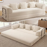 89" Cloud Boneless Convertible Sofa Bed, 5-in-1 Foldable Compressed High-Density Sponge Sofa, Corduroy Fabric 3 Seater Sleeper Couch Futon Daybed for Living Room Bedroom (Beige)
