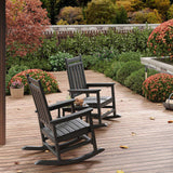 HDPE Rocking Chair Outdoor Set of 4 with 2 Side Table, High Back Rocker