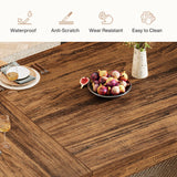 wo Tone Dining Table for 4-6 People, Rectangular Farmhouse Kitchen Dinner Table with Double Pedestal