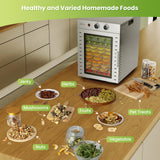 Food Dehydrators Machine with 12 Stainless Steel Trays with Timer Setting Temperature Adjusted 68 ℉ to 194 ℉ Dryer for Herb Fruit Meat Vegetables Mushroom Beef for Commercial Household Ancient Silver