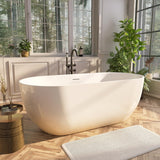 Adecab 59" Acrylic Freestanding Bathtub, Free Standing Tub, Stand Alone Tub with Overflow and Drain, cUPC Certified, Gloss White