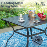 PHI VILLA 5 Pcs Patio Dining Set for 4, Swivel Mesh Chairs, Grey