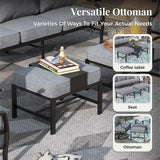 MIXPATIO 6-Piece Metal Patio Conversation Set, Fire Pit Table, 2 Ottomans