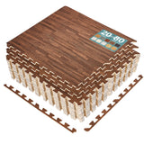 Sorbus 80 Sq. Ft. Wood Grain Floor Tiles Foam Mat EVA Interlocking Mats Tile 3/8-Inch Thick Flooring Wood Puzzle Exercise Mats w/Borders - Home Playroom Basement, Apartment, Trade Show, Baby, Dance