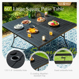 Lightweight Aluminum Outdoor Dining Chairs and Large Square Metal Table